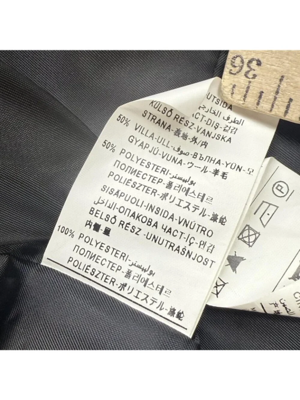Benetton Suit Jacket Mens 36 Black Wool Blend Sport Coat 2 Button Lined Blazer